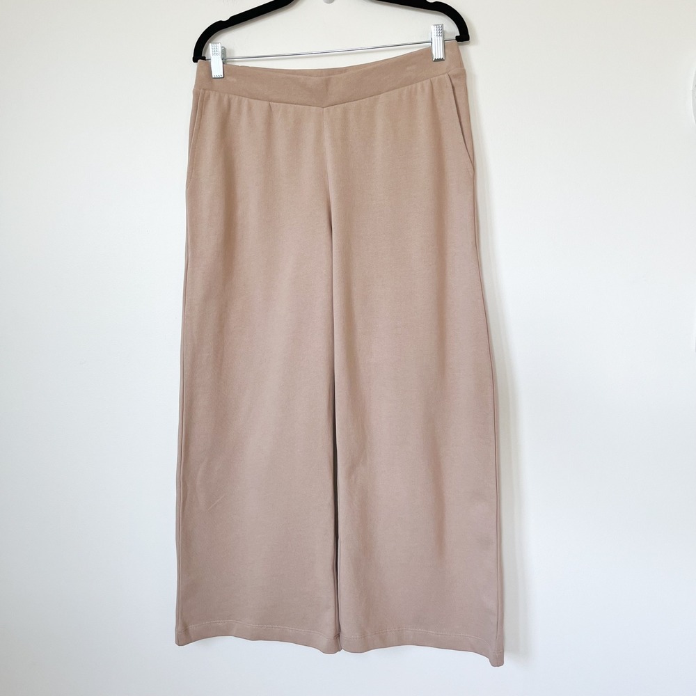 NEW Pure Jill Organic French Terry Pull On Crop Pants Women Small Petite Mink